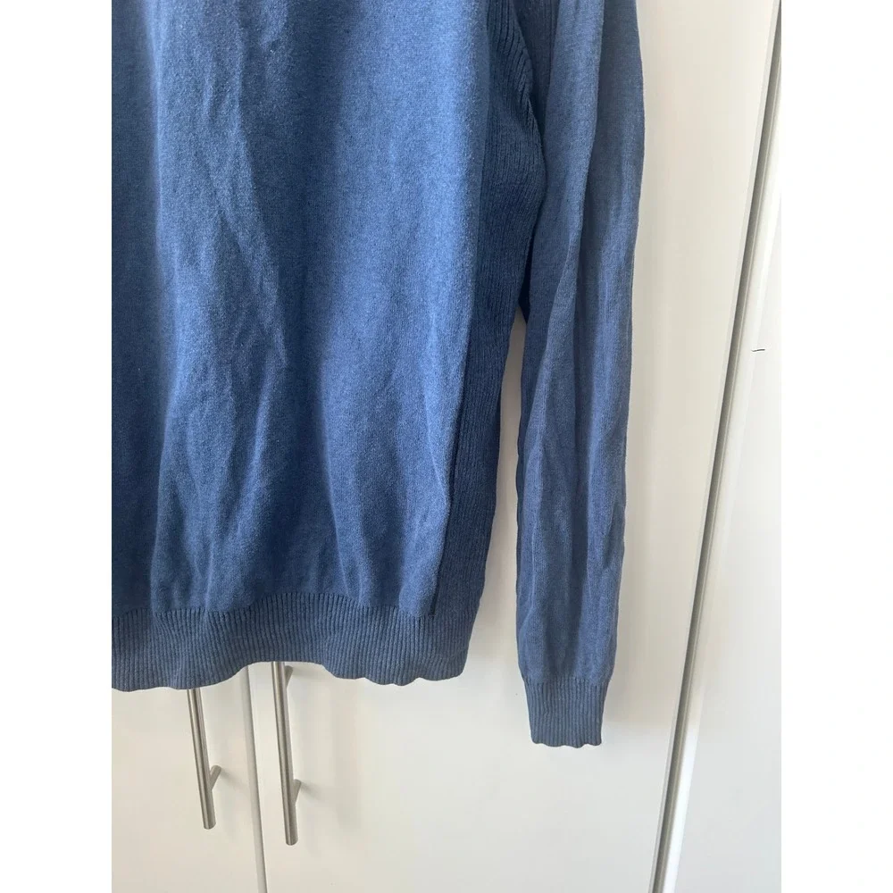 BKE Athletic Fit Mens Blue Quarter Zip Pullover Sweater Size Large Ribbed‎ Knit